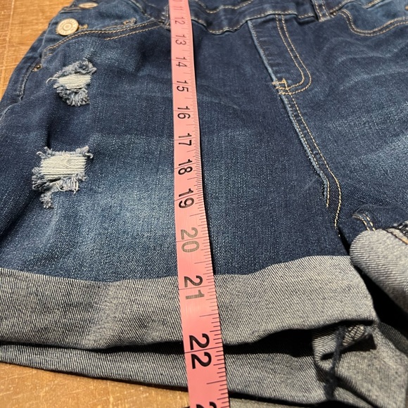 YMI Distressed Denim Short Overalls - Picture 9 of 10